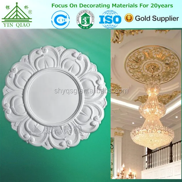 Decorative Gypsum Fiberglass Carving Ceiling Roses For Ceiling Decor