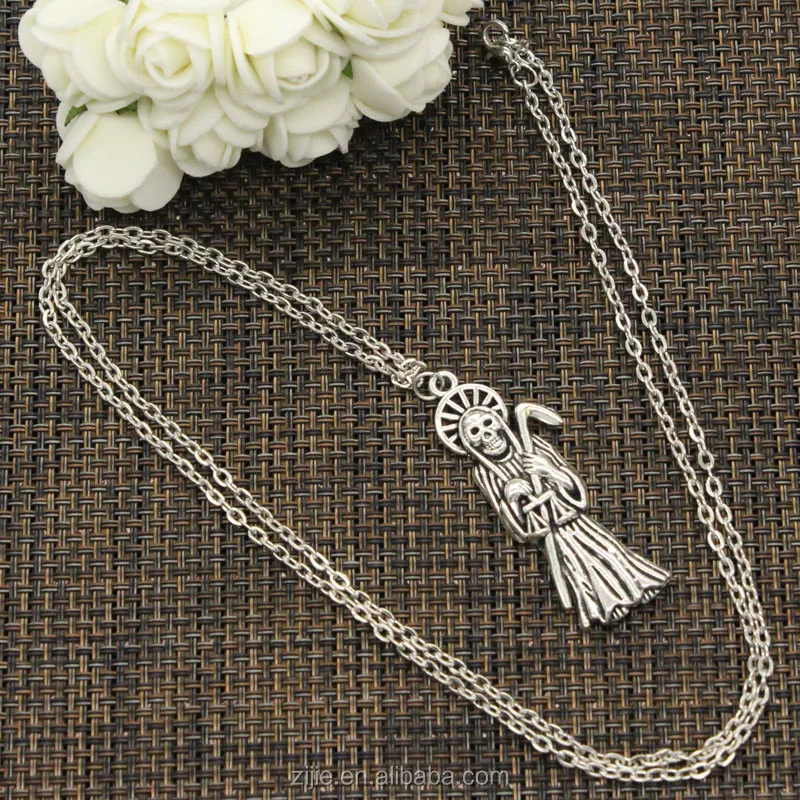 Fashion Long Chain Grim Reaper Death Necklace,Zinc Alloy Metal Tortoise Pendant Choker Charm Necklace,Unisex Gender jewelry