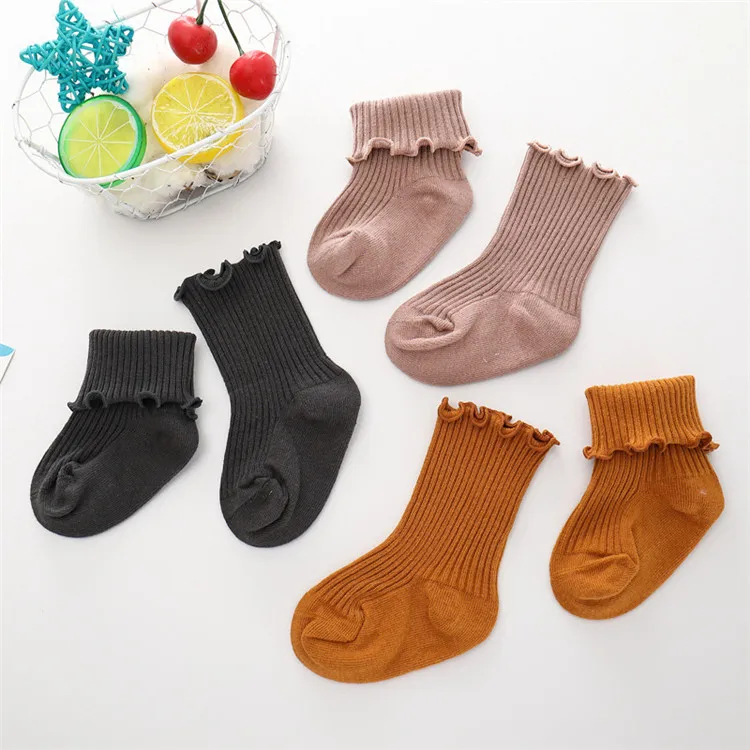 
Latest Baby Ruffle Socks Kids Children Solid Cotton Tube Socks for Girl 