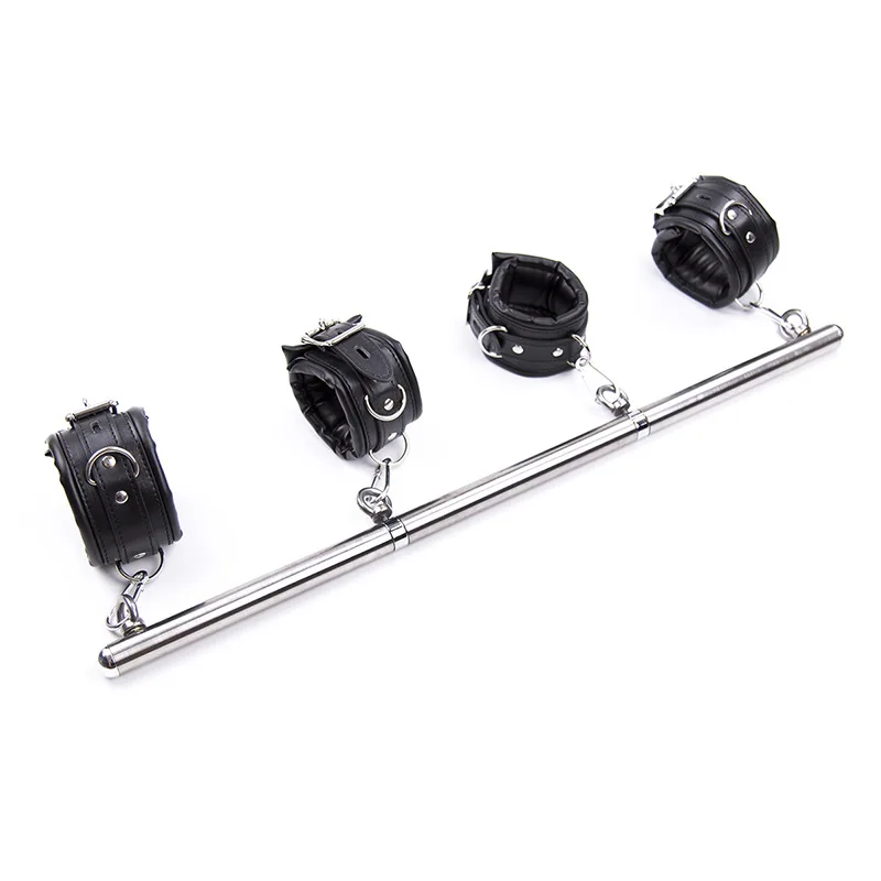 Stainless Steel Bondage Spreader Bar with Metal Hooks for Removable Bondage Cuffs bdsm Adult Game or Fetish