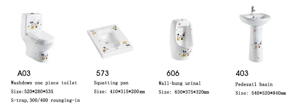 Color children bathroom toilet set one piece ceramic children toilet bowl A03