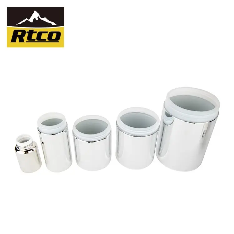 RTCO HDPE Silver Chromed Protein Powder Supplement Packaging Bottle