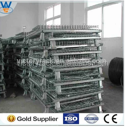 industrial stackable storage cold-rolled steel wire mesh container