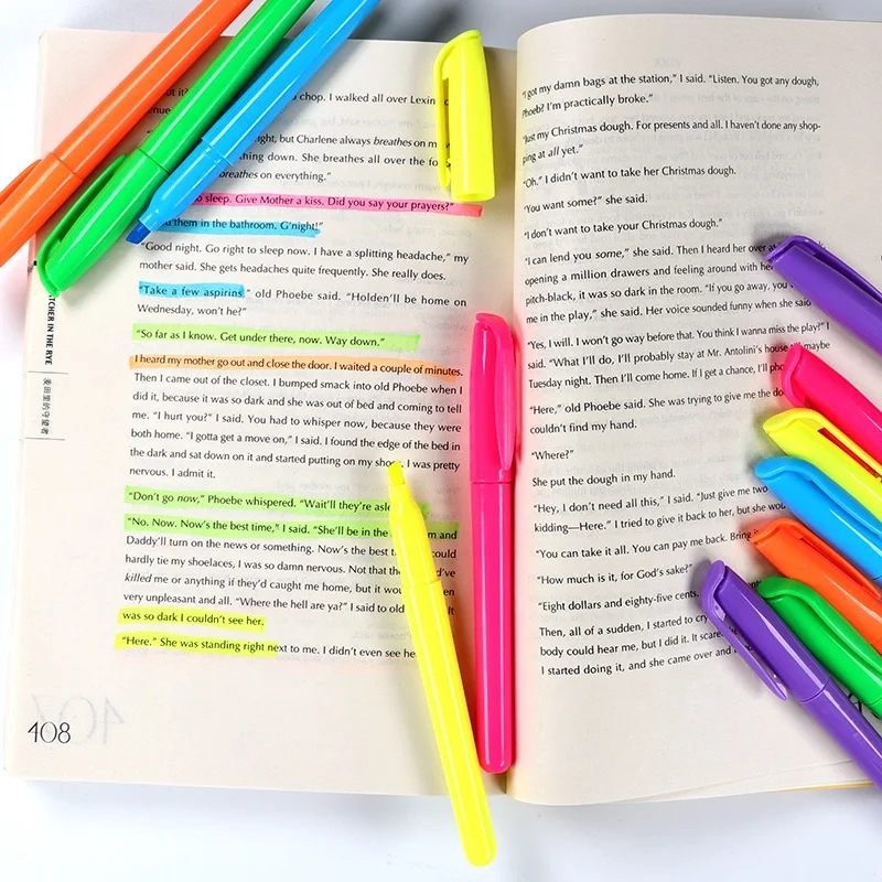 
Pack of 12 chisel tip assorted colors private label highlighter pen 