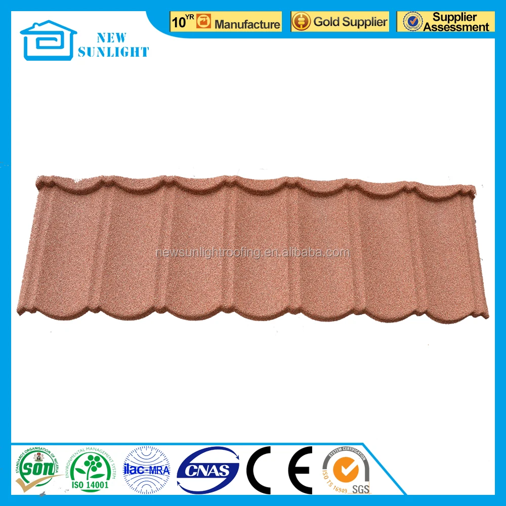 Burundi Comoros Djibouti Spanish Red Color Roofing Tile for Villa  Stone Coated Roof Sheet / Metal Building Material Price