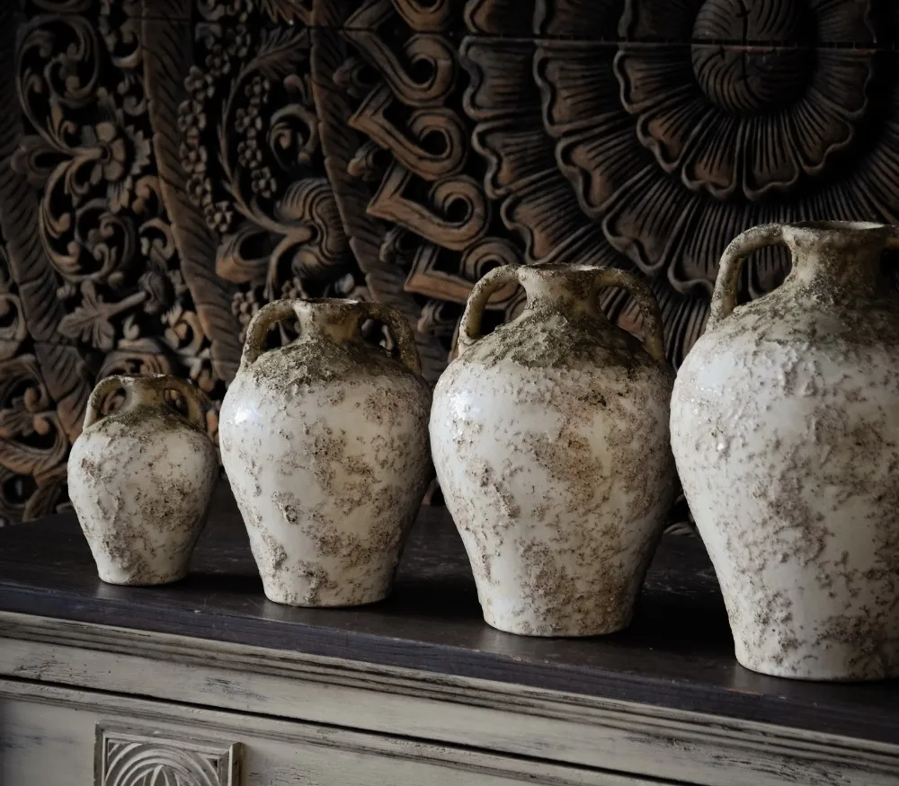 2018 chinese home decor pottery antique ceramic silver vase garden urn