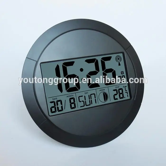 Antique Pendulum Multifunction Wall Clock Led Digital Clock Modern Indoor Round Moon Phase Calendars DCF Wall Mounted Plastic