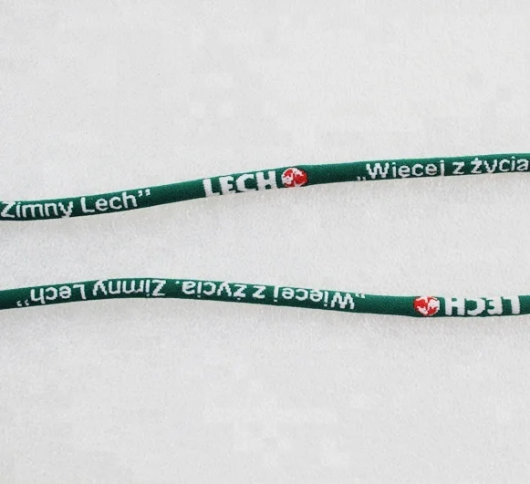 Custom designed brand name logo Jacquard colored Cotton core cord