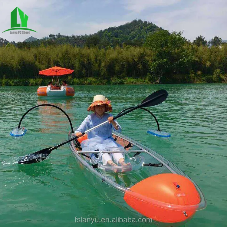 3 seat clear plastic canoe kayak double
