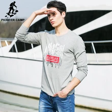 Pioneer Camp 2016 Nova Mens Primavera Outono camiseta de Manga Longa roupas de Marca Homens Long-Sleeved T-Shirt Masculina Impresso Tshirt 620031