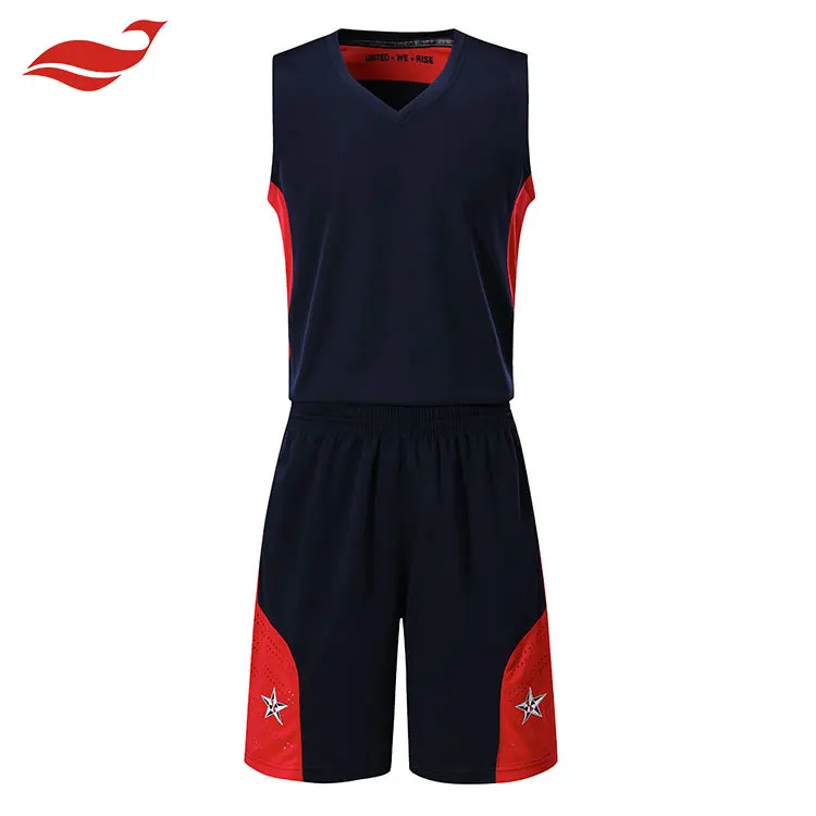 Dry Fit Fabric Team Wear Plain Black and Red Basketball Jersey Uniform