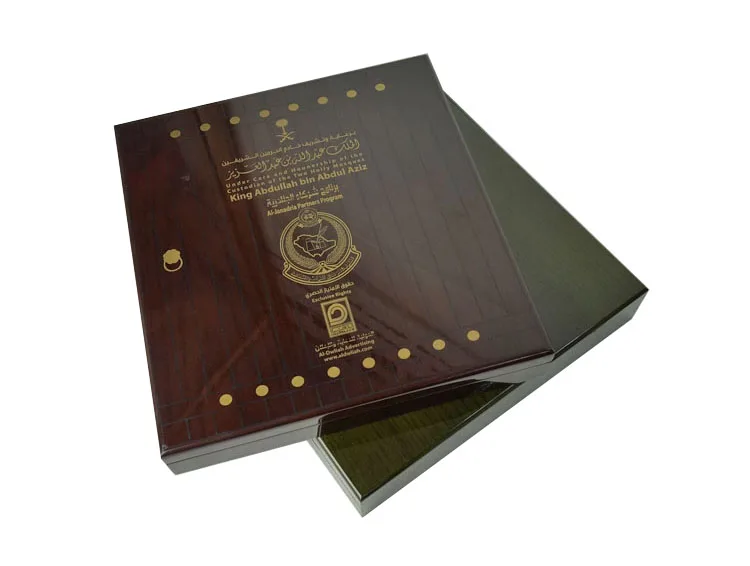 Unique wood treasure box piano lacquer wooden gift packaging box custom print wooden display box wholesale