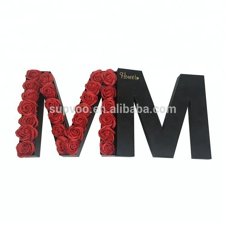 Letter A-Z shaped Customized design high quality paper gift packaging flower boxes
