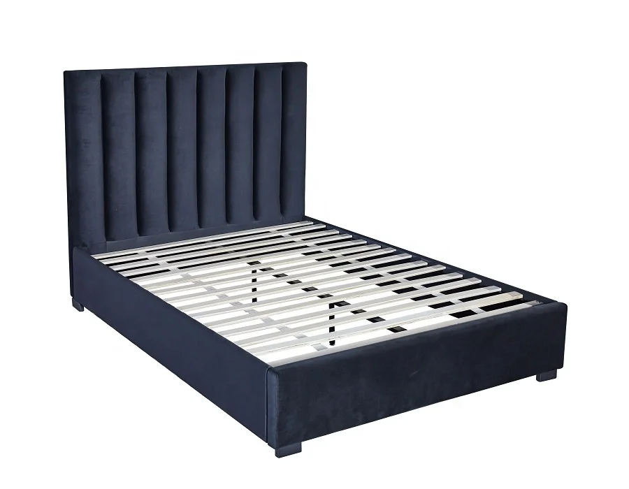 Современная королевская мягкая кровать с изголовьем из дробленого бархата