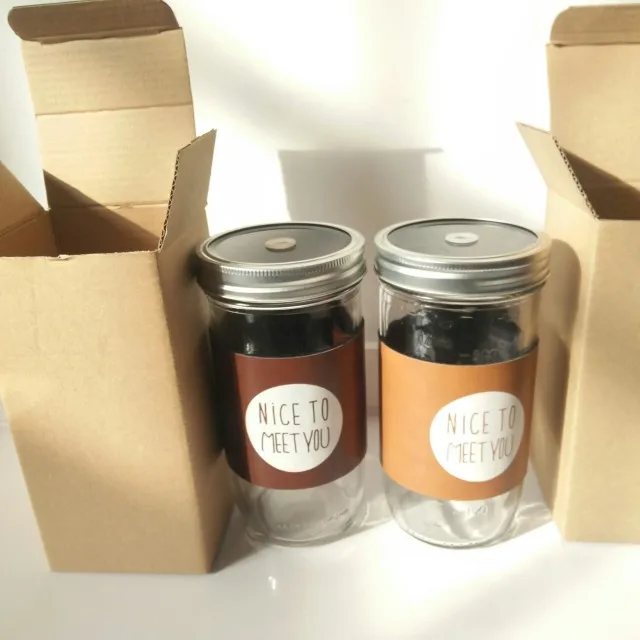 Manufacturer wholesale transparent glass storage tank tea storage bottle kids dining print label restaurant supplies