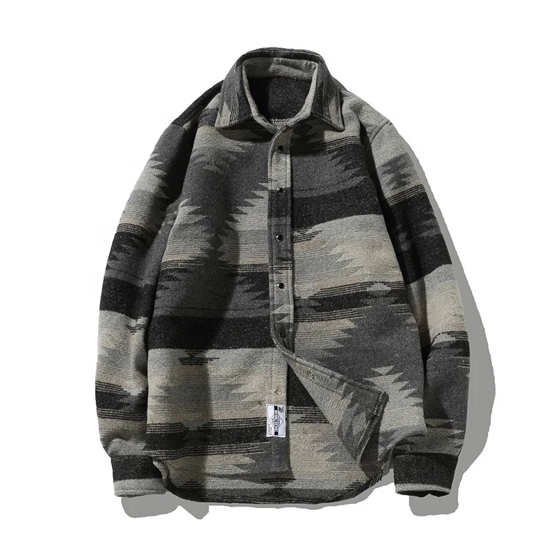 
vintage leisure pattern thick shirt flannel shirt casual for men 