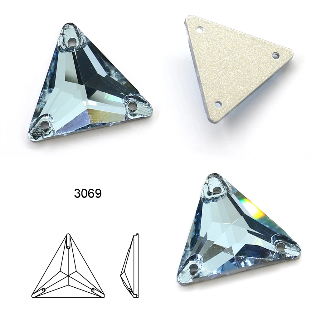 Cheap Price Triangle Sew On Stone Crystal AB Flat Back Rhinestone For Garment Component