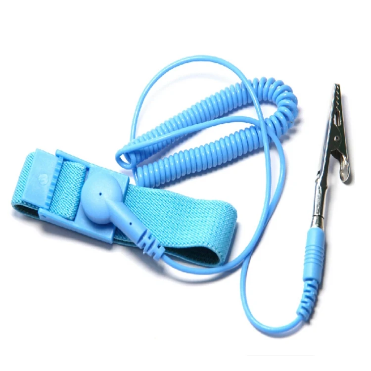 Durable Blue Color Fabric Conductive Band Adjustable Elastic Static Control ESD Wrist Strap