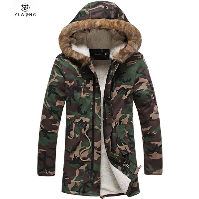 Long Winter Warm Parka Jacket For Men With Fur Hood
