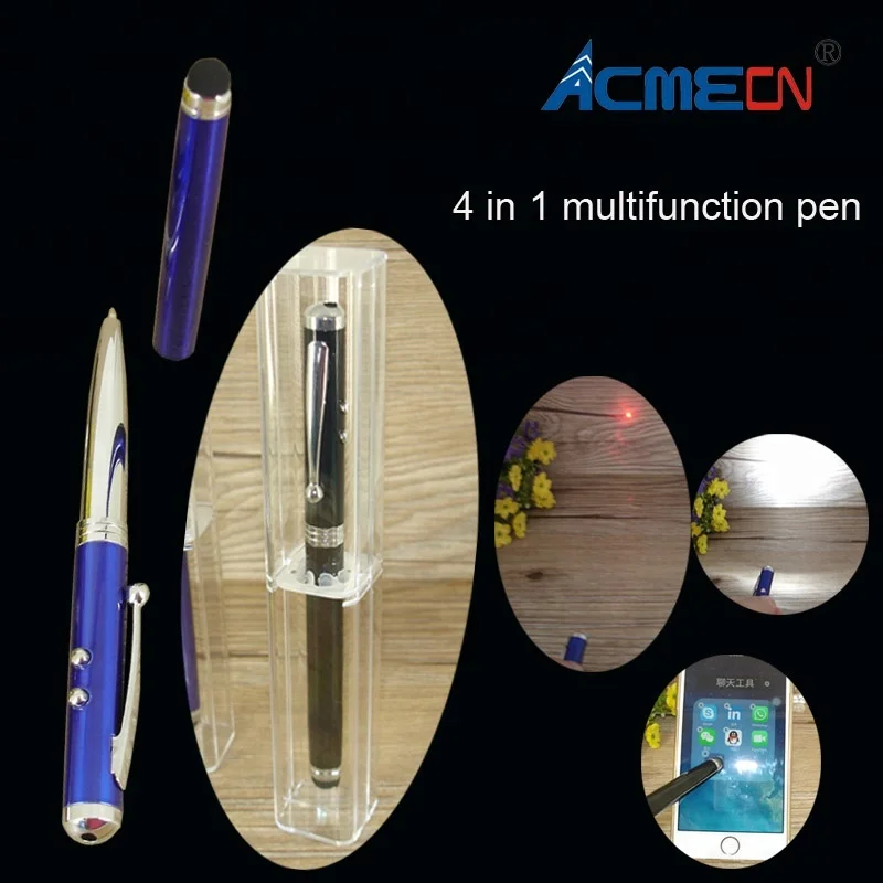  ACMECN 4 в 1 многофункциональная шариковая ручка со светодиодной подсветкой сенсорный экран Стилус и лазерная указка офисные канцелярские подарки