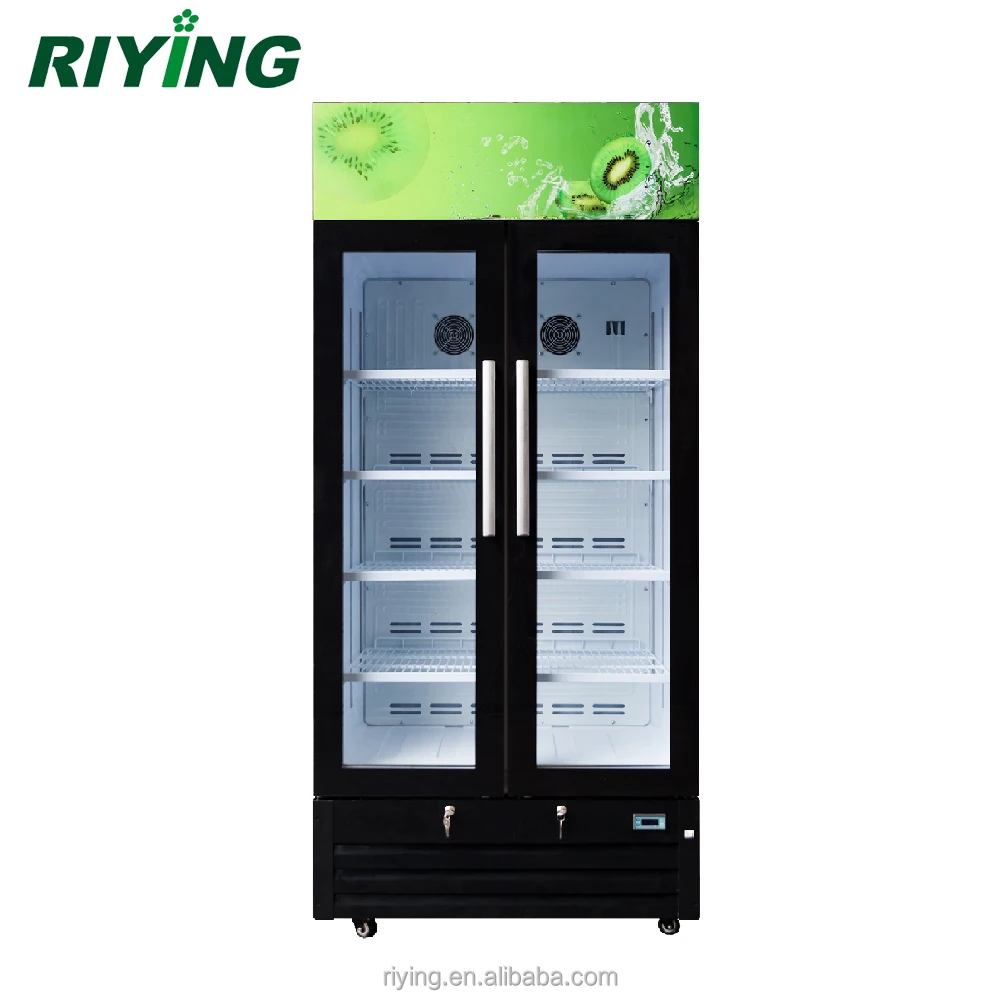 488 Liters 2 Glass Door Commercial Display Showcase Fridge Refrigerator for Drinks