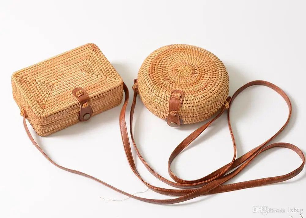 Wholesale natural wicker woven rattan tote fashion bags woven for lady bamboo craft straw handmade beach handbags