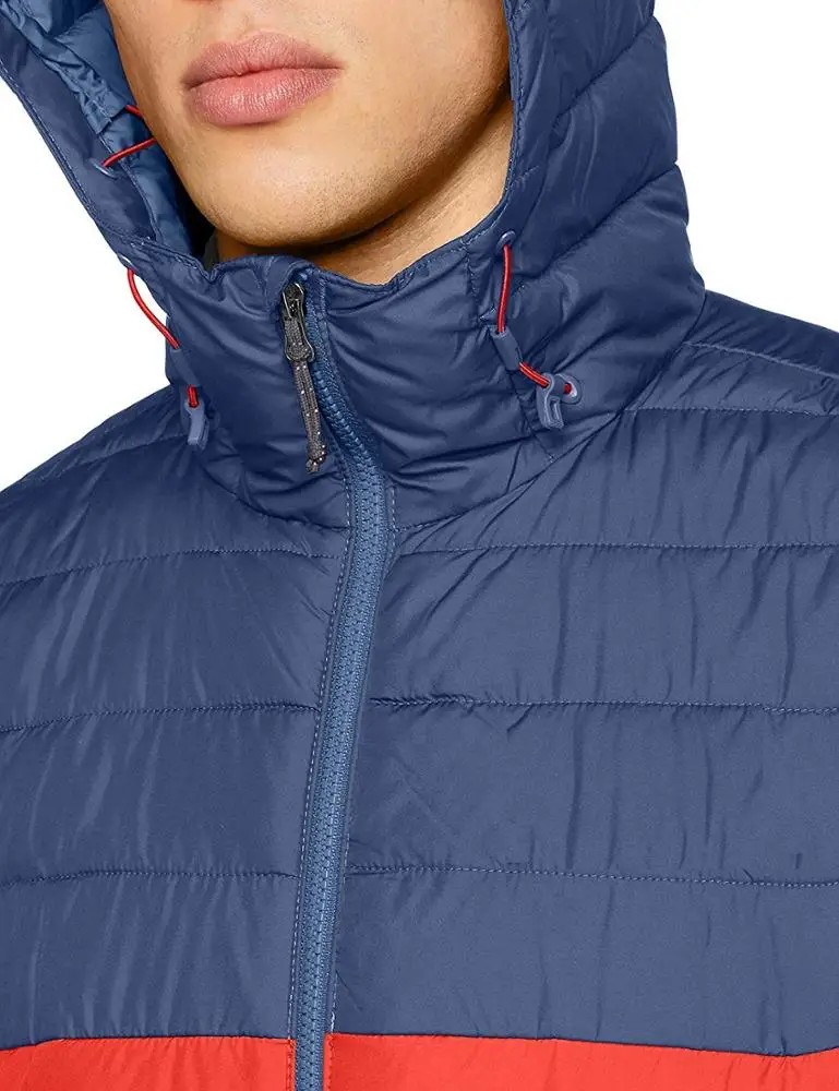 Men Padded Jacket -  quilted body & softshell hood, side panels & sleeves