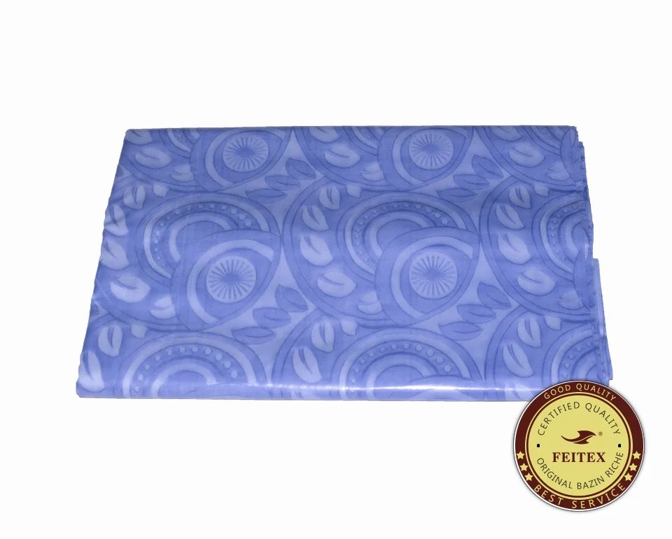 Trade Assurance order Top Quality Sky Blue West African Fabric Fashion Abaya Guinea Brocade Damask Shadda Bazin Riche