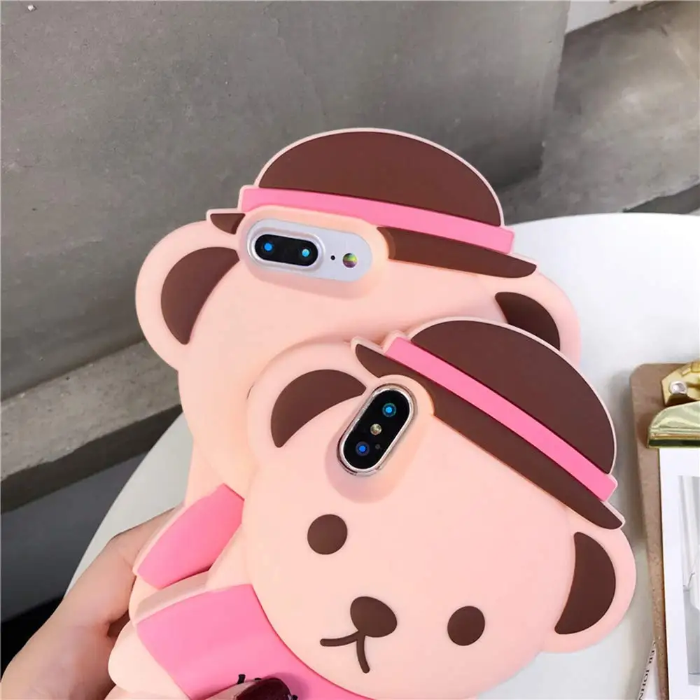 Cute Teddy Bear Cartoon Shaped Silicone Phone Case For Kids Girls