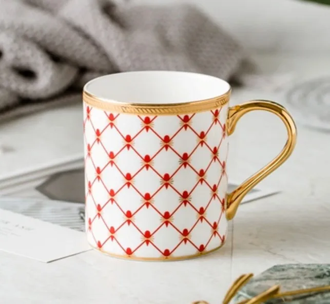 Nordic style light Luxury mug, Mosaic color stripe ceramic cups, porcelain tea couple mug for gifts