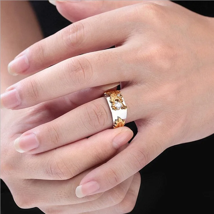 Dragon Ring Men 18k Gold Plated Diamond Ring Dragon For Men And Women