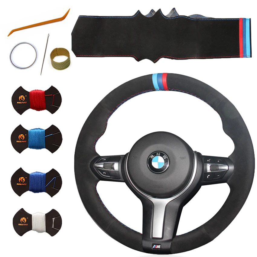 
Hand Make Stitch Black Suede Steering Wheel Cover for BMW F87 M2 F80 M3 F82 M4 M5 F12 F13 M6 F85 X5 M F86 X6 M F33 F30 M Sport  (60710168742)