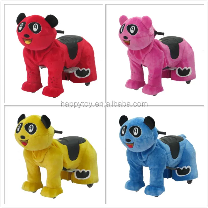 Plush stuffed animal scooter,children electric horse,plush rocking horse on wheels