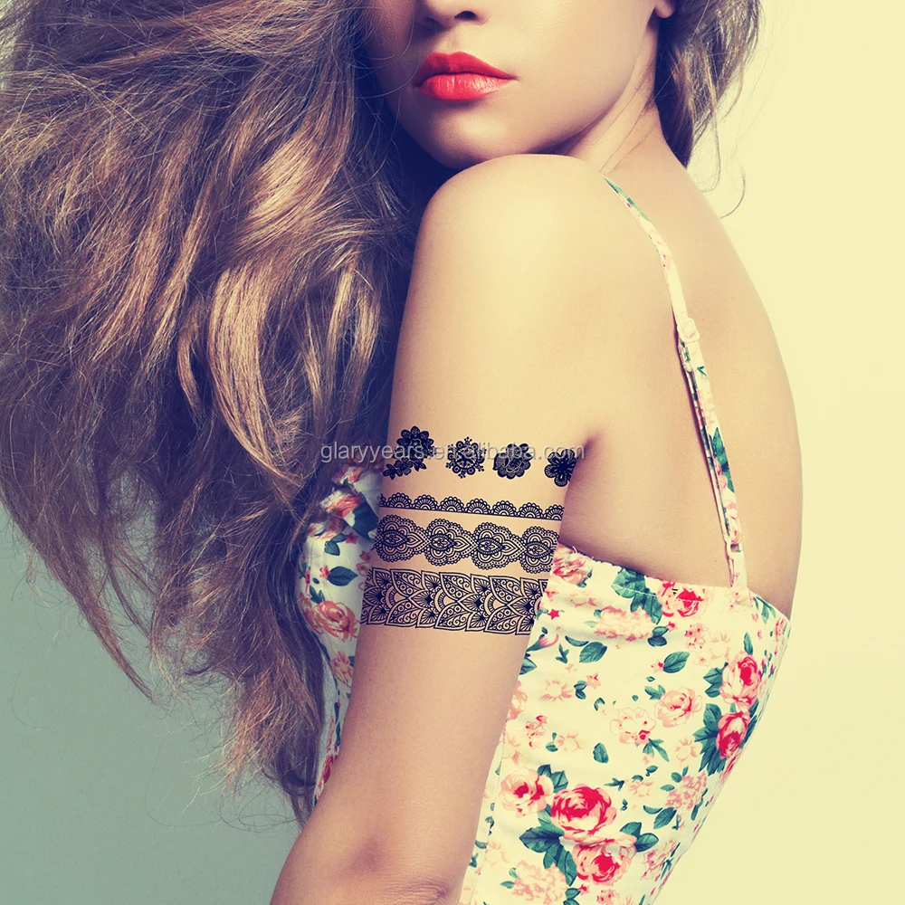 Custom Arabic Henna Black Temporary Tattoo Sticker Makeup Tool