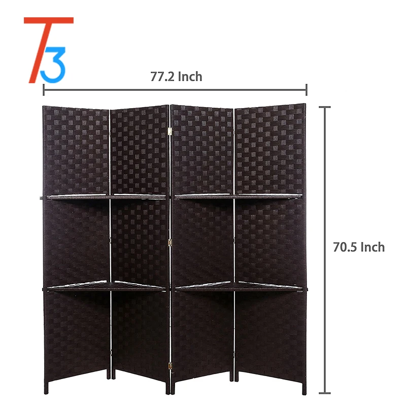 4 panel divider sliding wall wooden foldable living room screen
