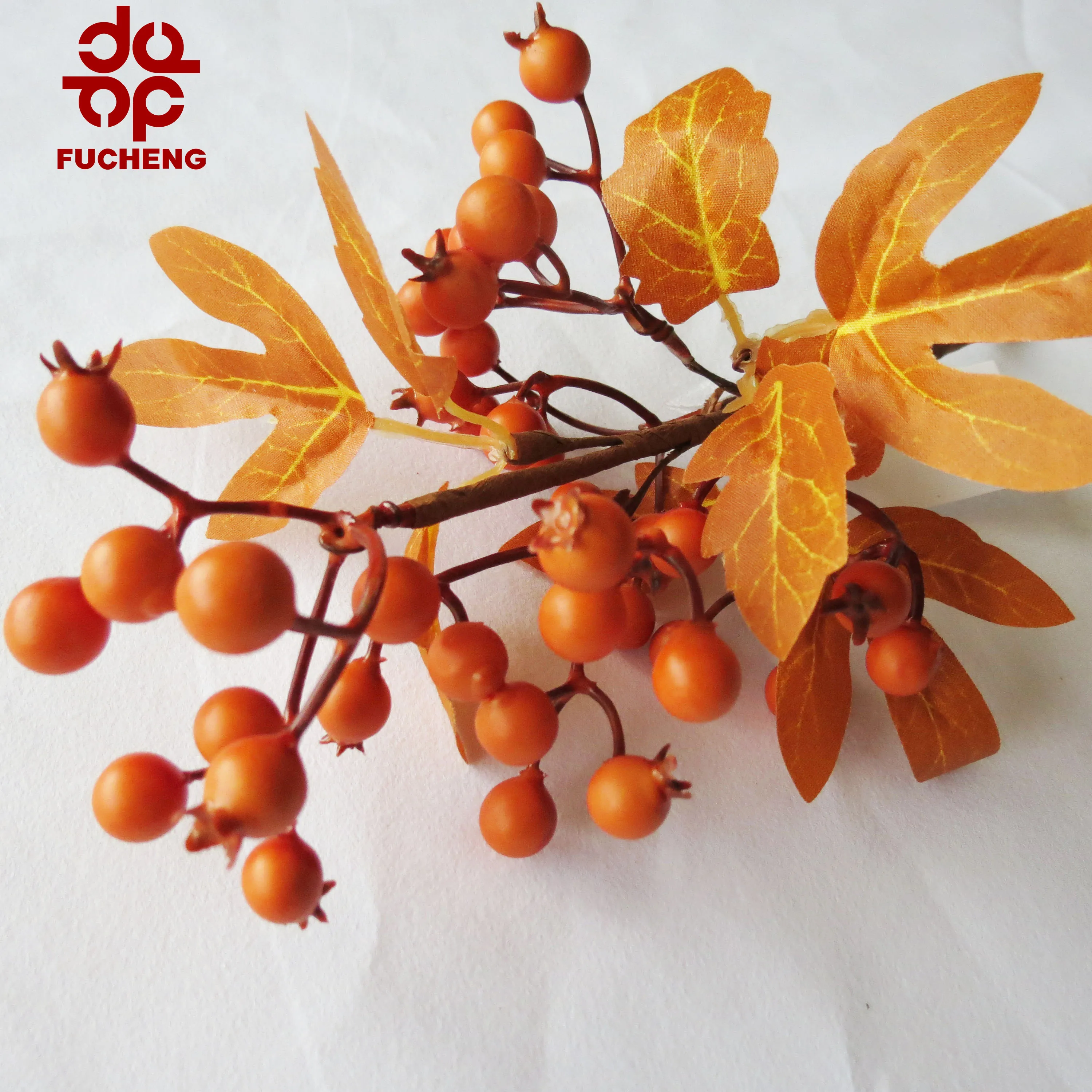 Wholesale quality autumn berry artificial silk flower with dried flowers leaves branch for bouquet wall backdrop fall decoration