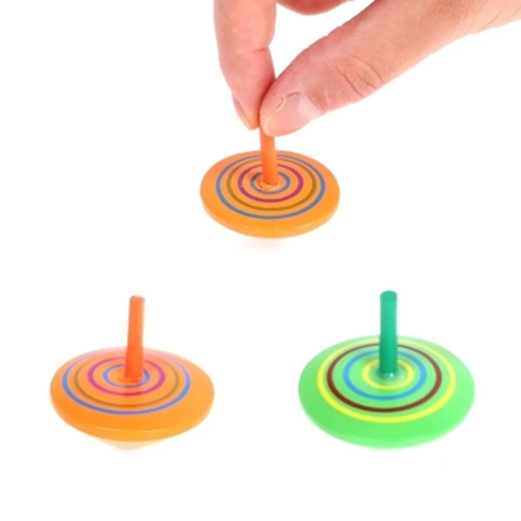 Fashionable Multi-color Rainbow Handmade Painted Wood Educational Toys Fingertip Gyroscope for Boys and Girls
