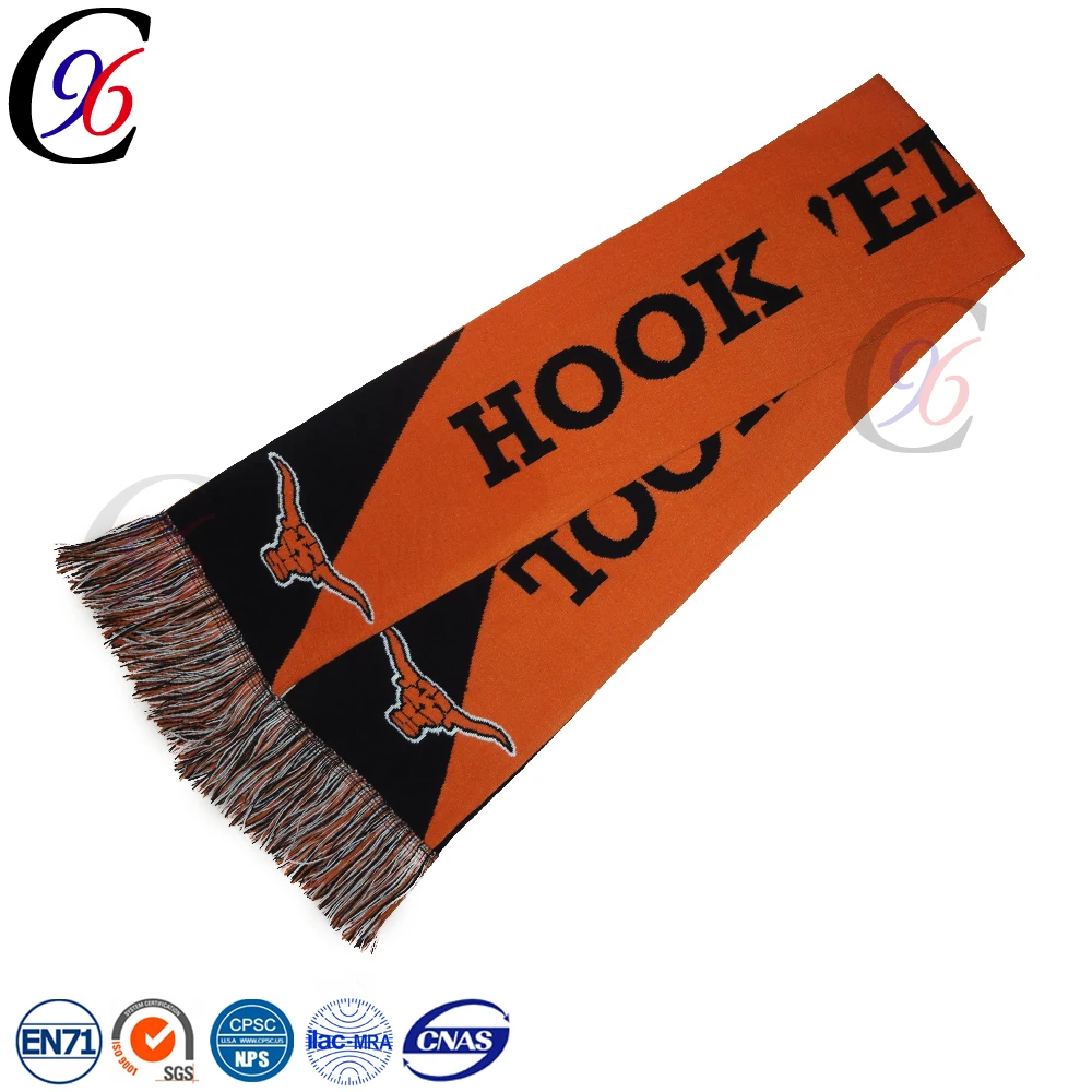 
Chengxing unisex soccer football cheap knitted acrylic printing fan embroidered scarf 