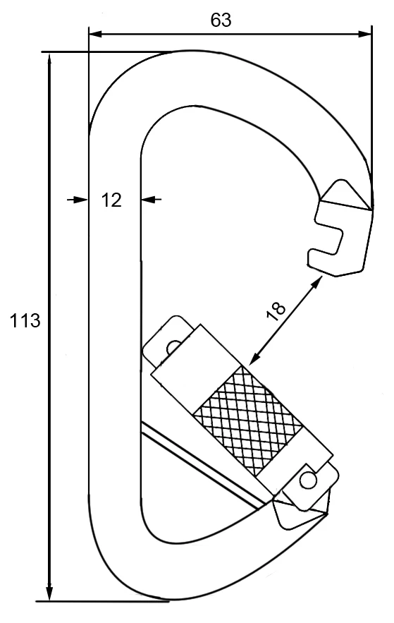 ANSI CE EN362 ANSI Z359 1 Steel D Type Triple lock Safety Hook