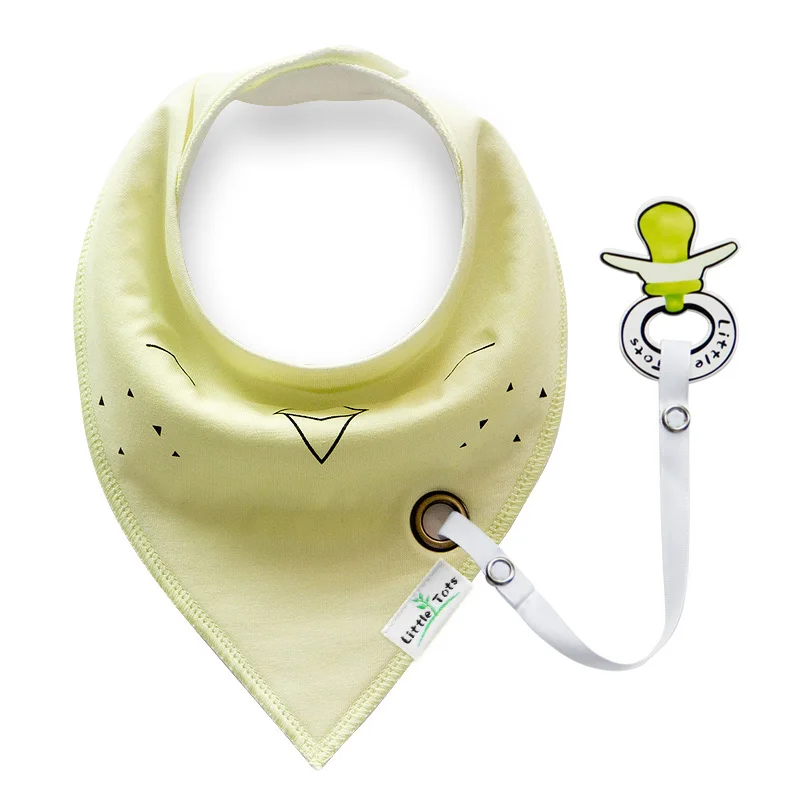 Stock design wholesale baby bandana drool bibs bandana bib with pacifier clip