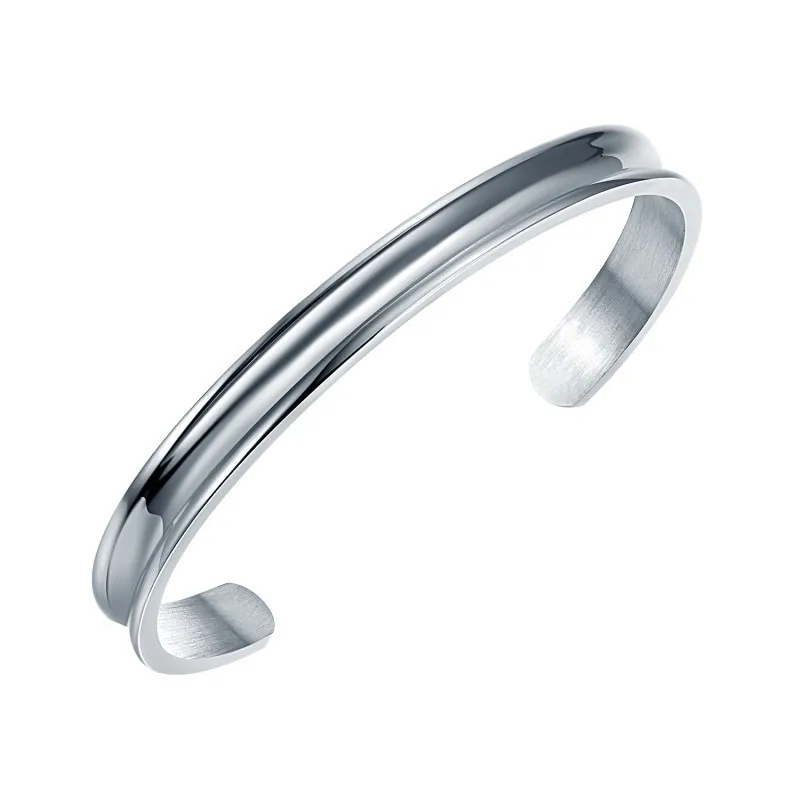 
Stainless Steel 3 Colors Hair Tie Grooved Cuff Bangle Bracelet for Women Girls 
