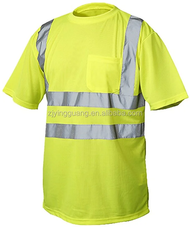 
Safety workwear short sleeve t shirt with pocket and ANSI 