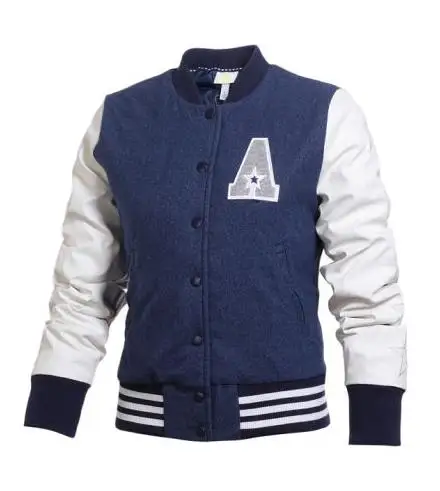 Custom Quality Plain Wool Baseball Varsity Jackets with Leather Sleeves