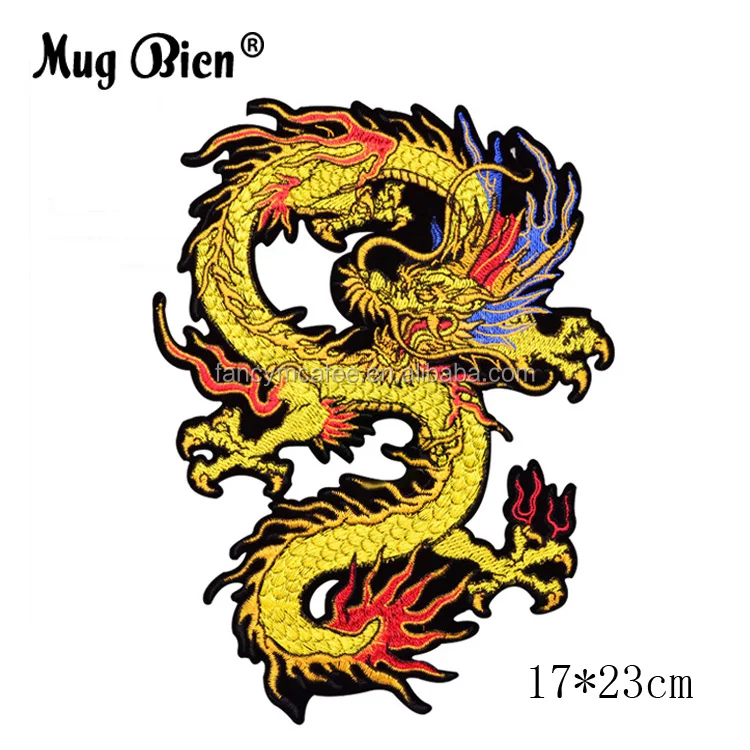 Изготовленная на заказ большая вышитая швейная одежда в китайском стиле нашивка с драконом