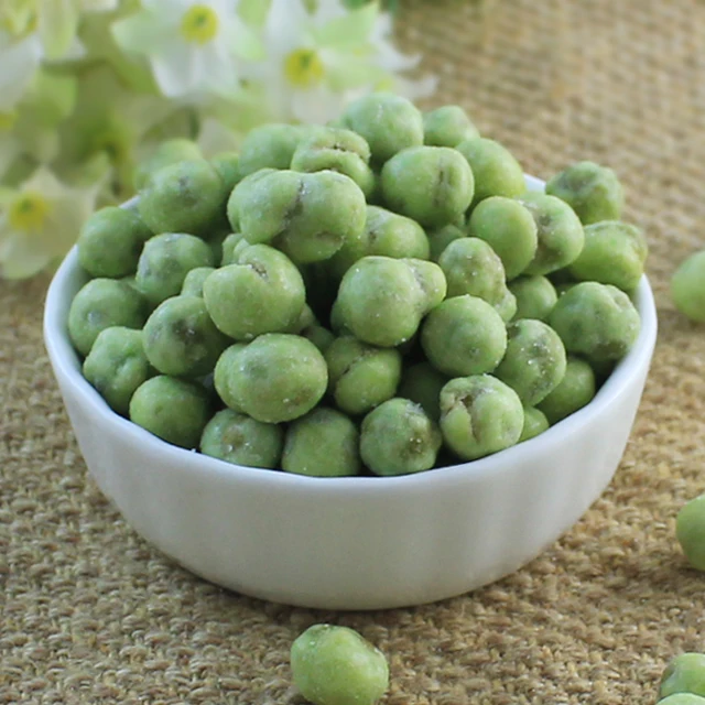 Delicious vegan snack wasabi flavored peas