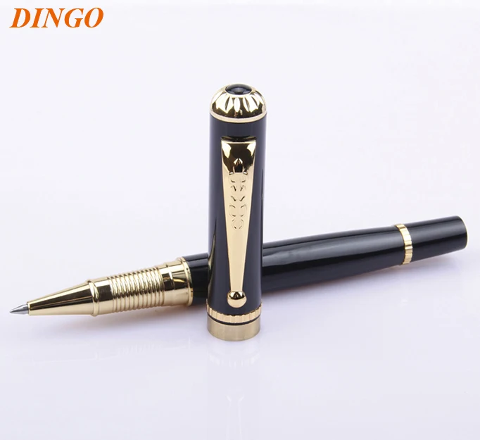 Золотистые и черные Рекламные шариковые ручки из тяжелого металла с логотипом на бочке для рекламных изделий