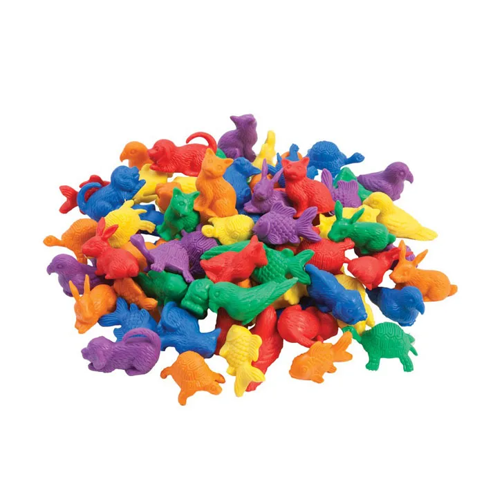 
Children Math Montessori Colorful Wooden Plastic Animal Counter Toys 