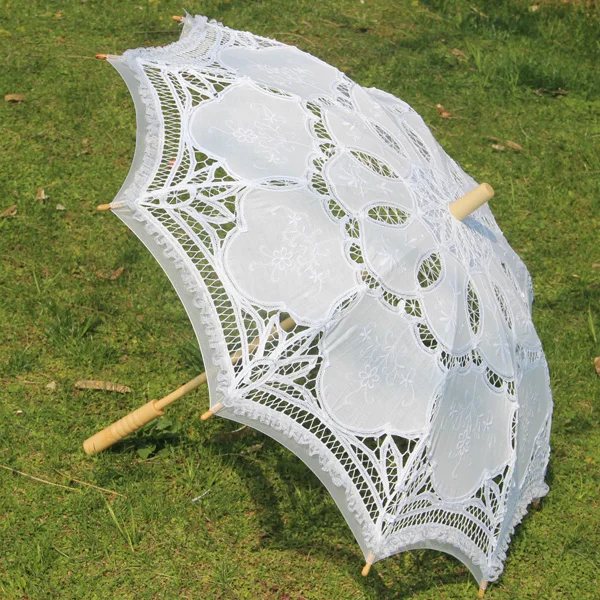 Victorian Embroidery Flower Battenburg Lace Parasol With Lace Decoration Party Bridal Shower Photo Prop Bride Umbrella Gifts