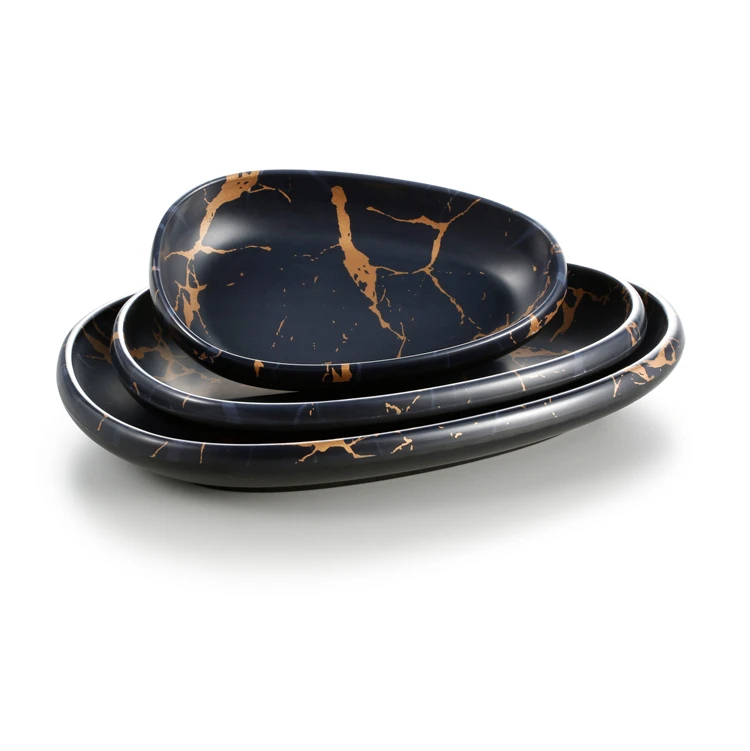 Metallic flower black matt melamine serving Indian bowl