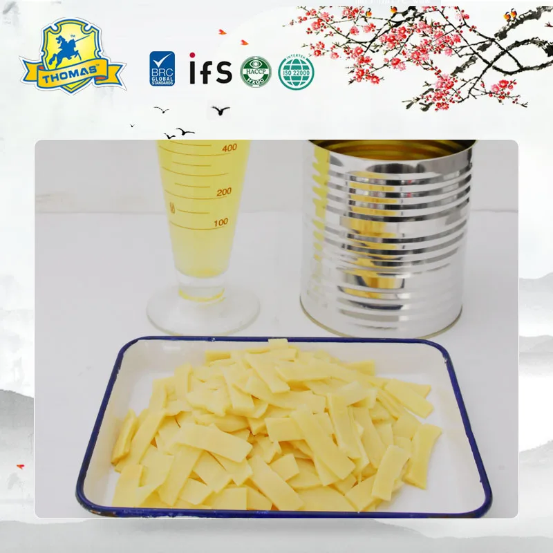 Canned fresh bamboo shoots in a glass jar